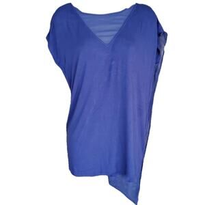 BLOUSE h for halston purple mesh detail oversized blouse small